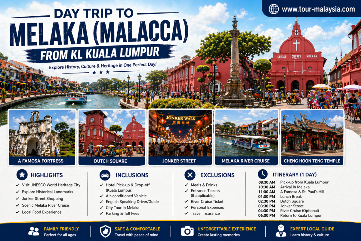 One Day Trip to Malacca from KL Kuala Lumpur | Private & Historical Melaka Tour