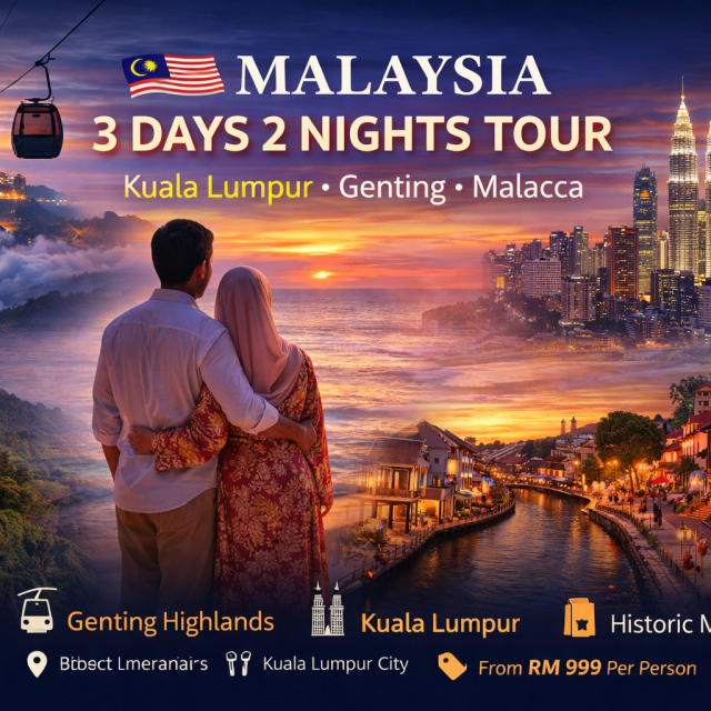 3D2N tour Kuala Lumpur + Genting Highlands + Malacca Malaysia