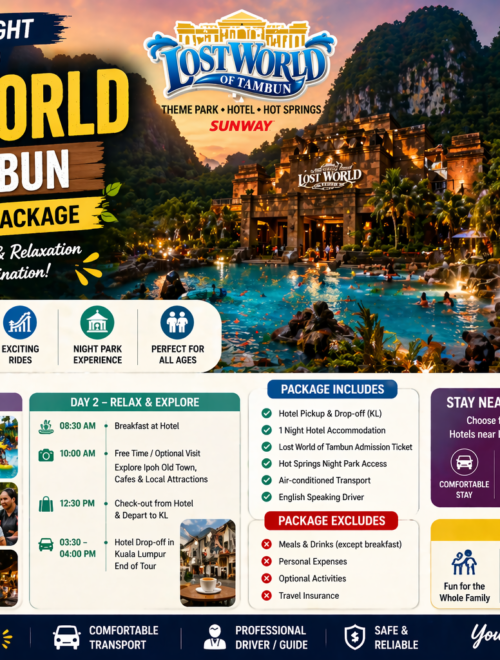 Private tour car from Kuala Lumpur to Ipoh – Lost World of Tambun experience