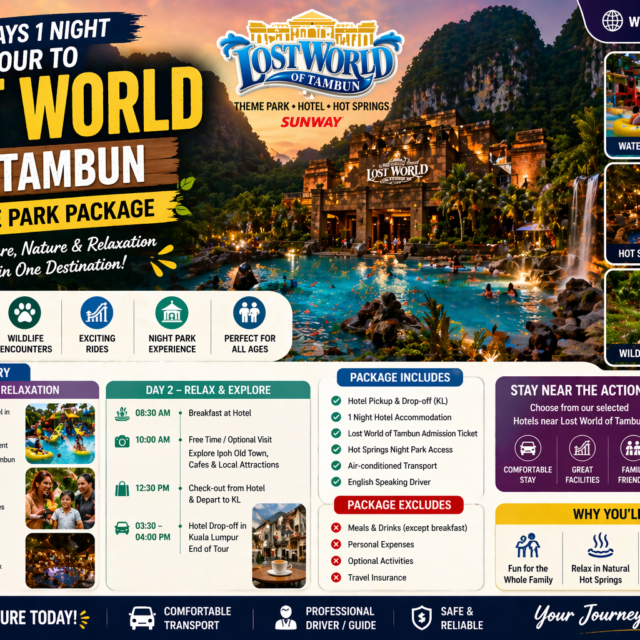Private tour car from Kuala Lumpur to Ipoh – Lost World of Tambun experience