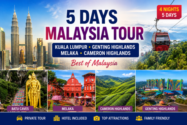 5 Days Kuala Lumpur, Genting Highlands, Melaka & Cameron Highlands Tour Package
